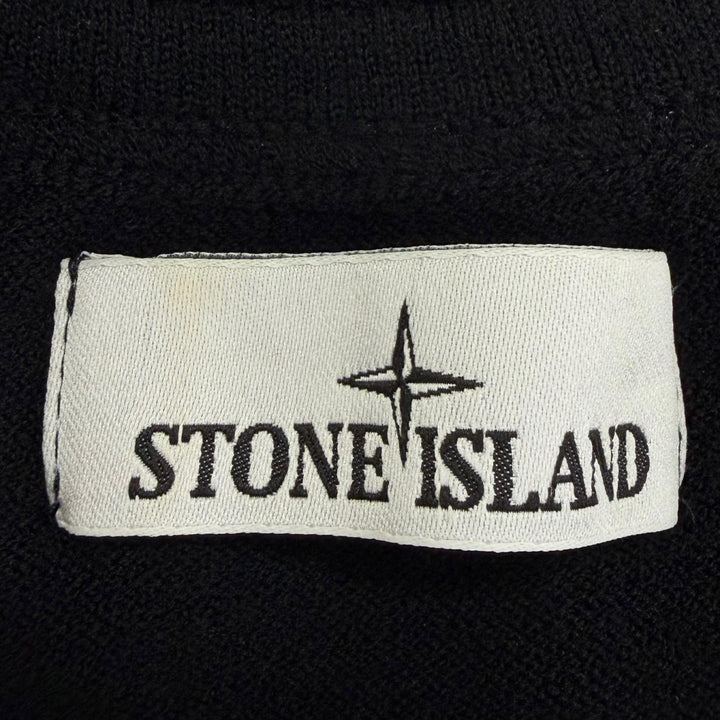 美品□STONE ISLAND ストーンアイランド 7915526A1 ロゴワッペン付き クルーネック セーター ブラック M ブルガリア製 正規品 メンズ