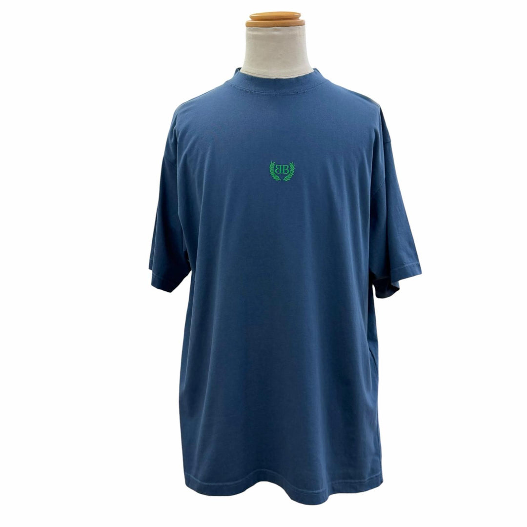 極美品▼BALENCIAGA バレンシアガ 2024年製 764235 LAUREL CLASSIC MEDIUM FIT T-SHIRT ダメージ加工 ロゴ刺繍 半袖Ｔシャツ S 正規品
