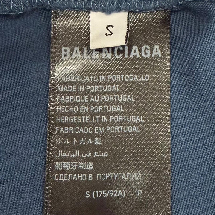 極美品▼BALENCIAGA バレンシアガ 2024年製 764235 LAUREL CLASSIC MEDIUM FIT T-SHIRT ダメージ加工 ロゴ刺繍 半袖Ｔシャツ S 正規品