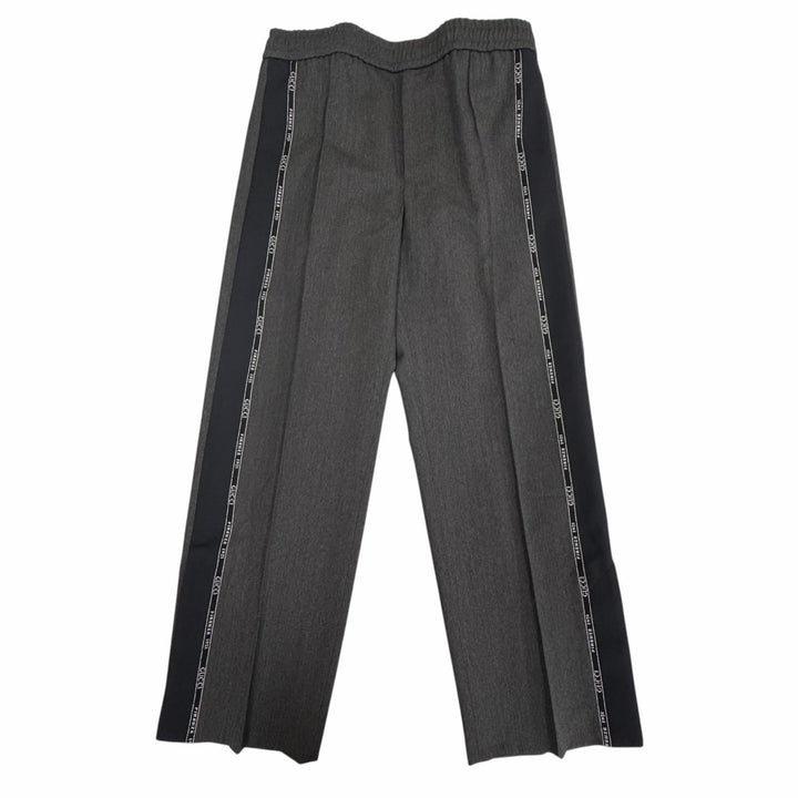 未使用品▼GUCCI グッチ 24AW 798623 ウール100% エンブロイダリー サイドロゴライン パンツ グレー IT 48 イタリア製 正規品 メンズ
