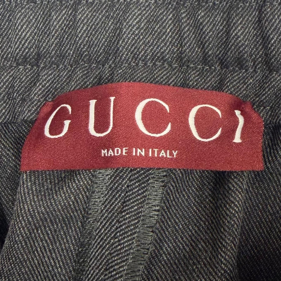 未使用品▼GUCCI グッチ 24AW 798623 ウール100% エンブロイダリー サイドロゴライン パンツ グレー IT 48 イタリア製 正規品 メンズ