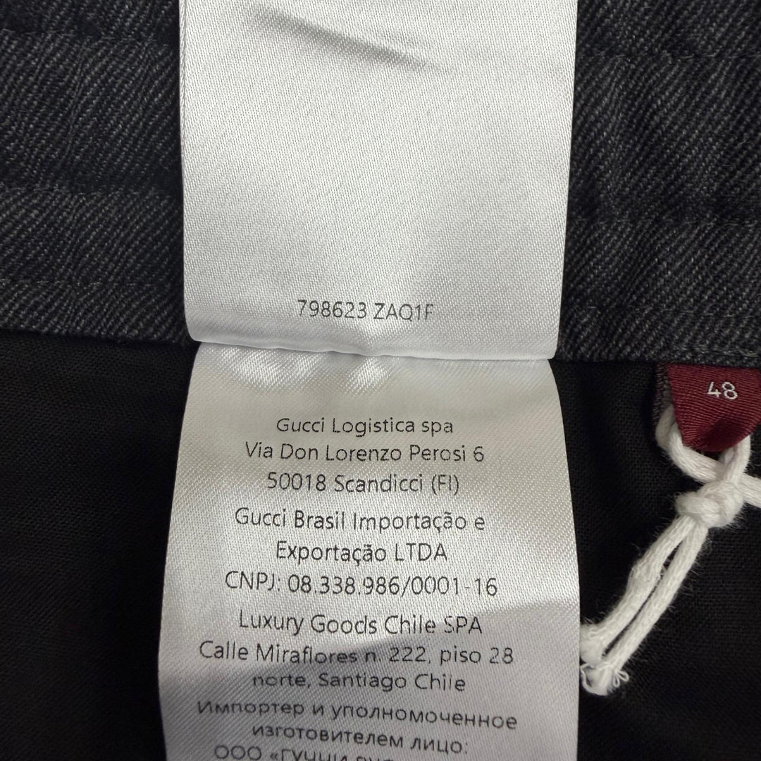 未使用品▼GUCCI グッチ 24AW 798623 ウール100% エンブロイダリー サイドロゴライン パンツ グレー IT 48 イタリア製 正規品 メンズ