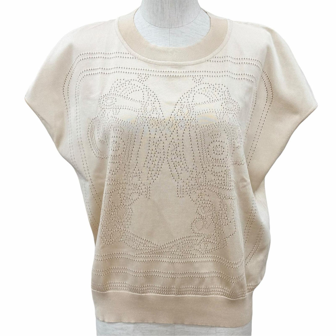 極美品★HERMES エルメス 23SS 3E2617D9 BRIDES de GALA 式典用馬勒 シルク ナイロン混 サマーニット ベスト トップス IT 42 正規品