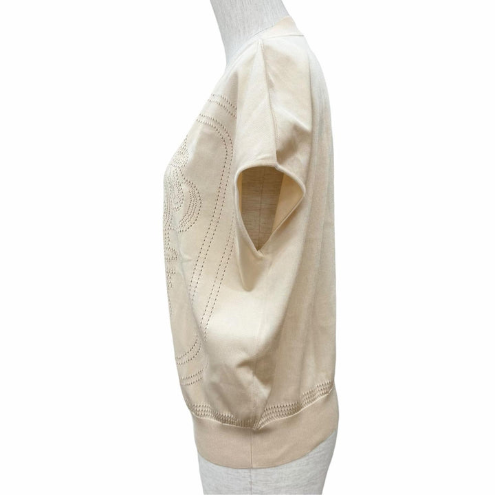 極美品★HERMES エルメス 23SS 3E2617D9 BRIDES de GALA 式典用馬勒 シルク ナイロン混 サマーニット ベスト トップス IT 42 正規品