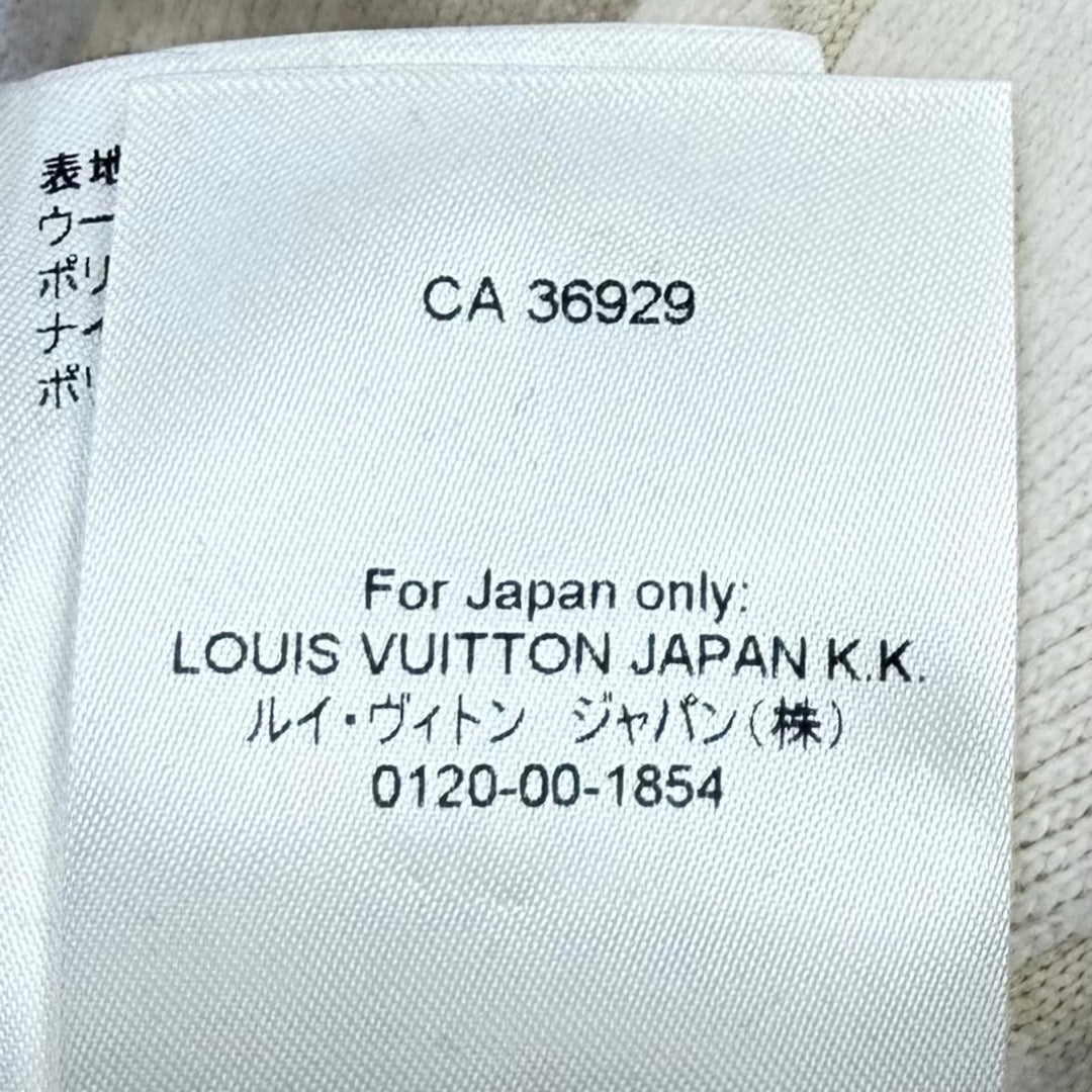 極美品★LOUIS VUITTON ルイヴィトン 23SS ウール混 LVボタン チャンキーストライプロゴ ニット ホワイト ベージュ XS イタリア製 正規品