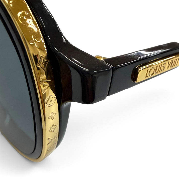 美品▼LOUIS VUITTON ルイヴィトン Z1494U LV プレイ パイロット ツーブリッジ サングラス ゴールド ブラック 55□22 150 デモレンズ