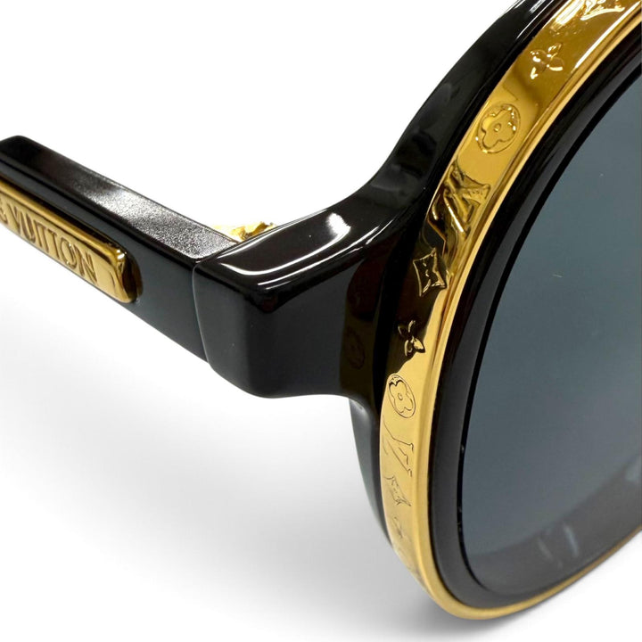 美品▼LOUIS VUITTON ルイヴィトン Z1494U LV プレイ パイロット ツーブリッジ サングラス ゴールド ブラック 55□22 150 デモレンズ