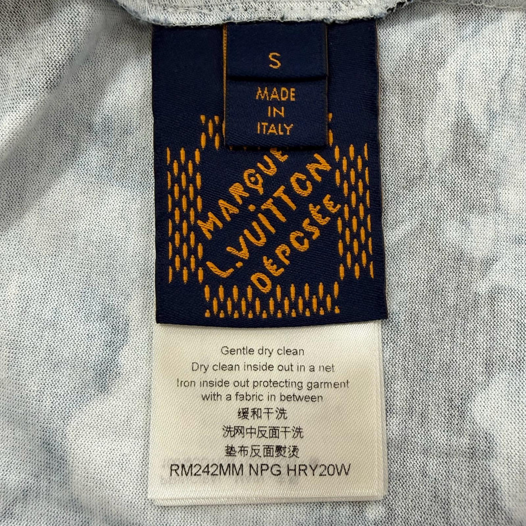 極美品▼LOUIS VUITTON ルイヴィトン 24AW サーフプリント ロゴ刺繍 クルーネック ショートスリーブ 半袖Ｔシャツ ブルー S 正規品 伊製