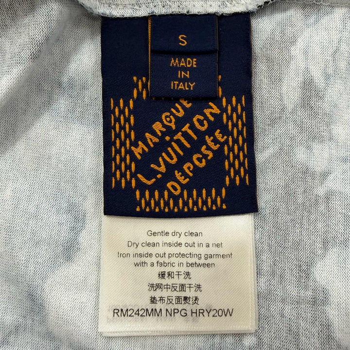極美品▼LOUIS VUITTON ルイヴィトン 24AW サーフプリント ロゴ刺繍 クルーネック ショートスリーブ 半袖Ｔシャツ ブルー S 正規品 伊製