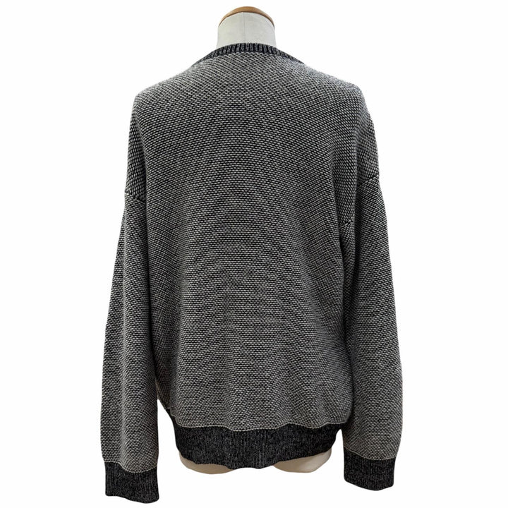 極美品▼LOEWE ロエベ H526Y14KDM アルパカ38% アナグラムロゴ クルーネック ニットセーター ブラック系 M イタリア製 正規品 メンズ