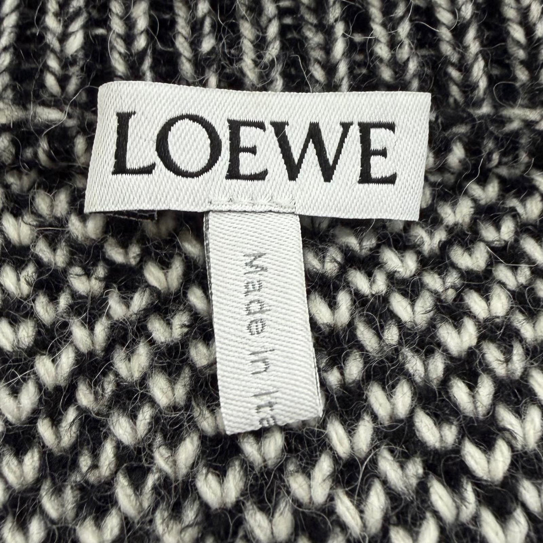 極美品▼LOEWE ロエベ H526Y14KDM アルパカ38% アナグラムロゴ クルーネック ニットセーター ブラック系 M イタリア製 正規品 メンズ