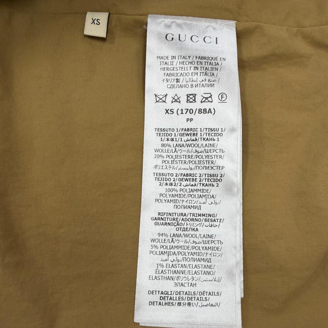 美品▼GUCCI グッチ 706419 マキシGG ウェブストライプ ボア切替 フーデッド ZIPUP 中綿 ブルゾン ジャケット ブラウン系 XS 伊製 正規品