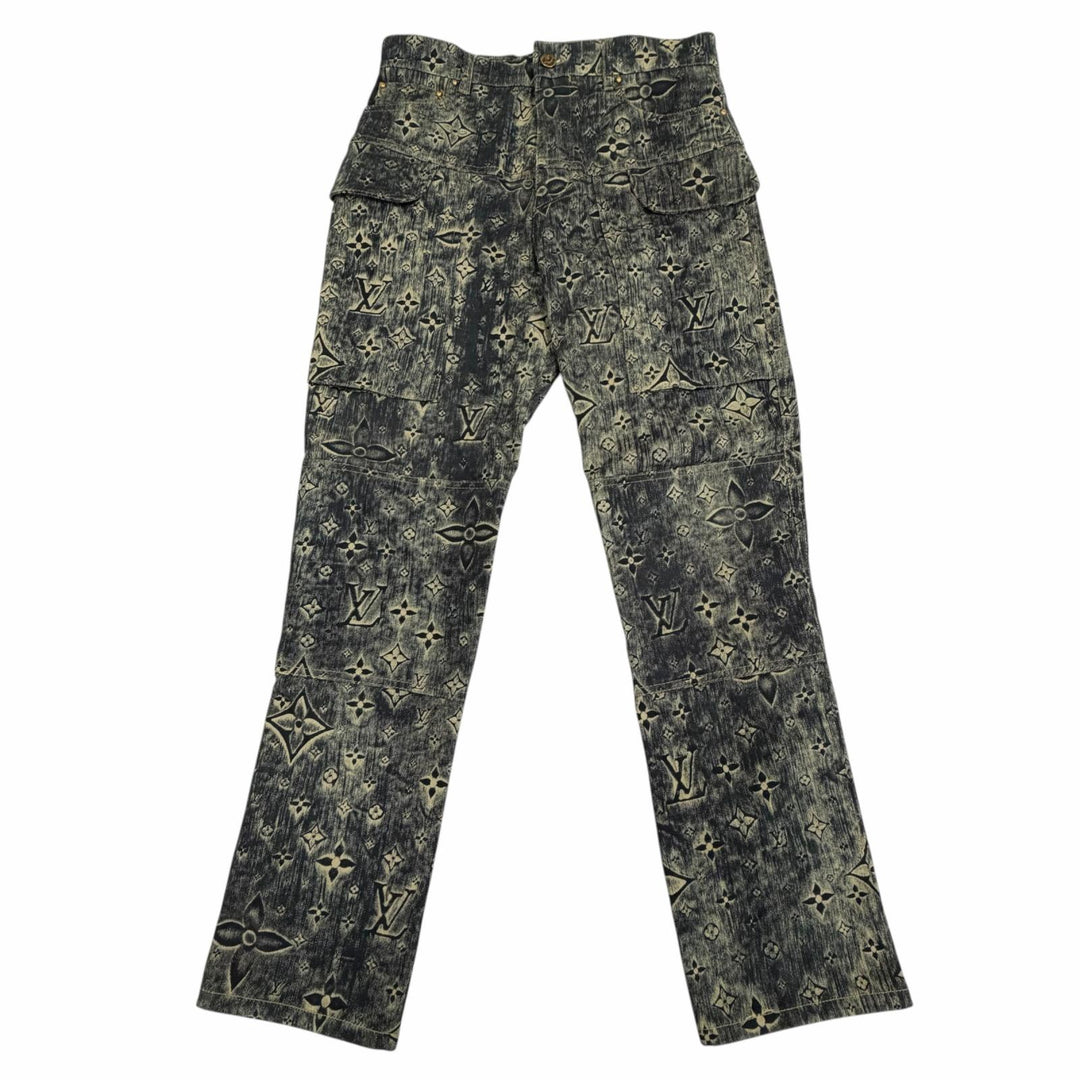 極美品▼LOUIS VUITTON ルイヴィトン 23SS モノグラム テーラード ボタンフライ デニムパンツ インディゴ 28 イタリア製 正規品 メンズ