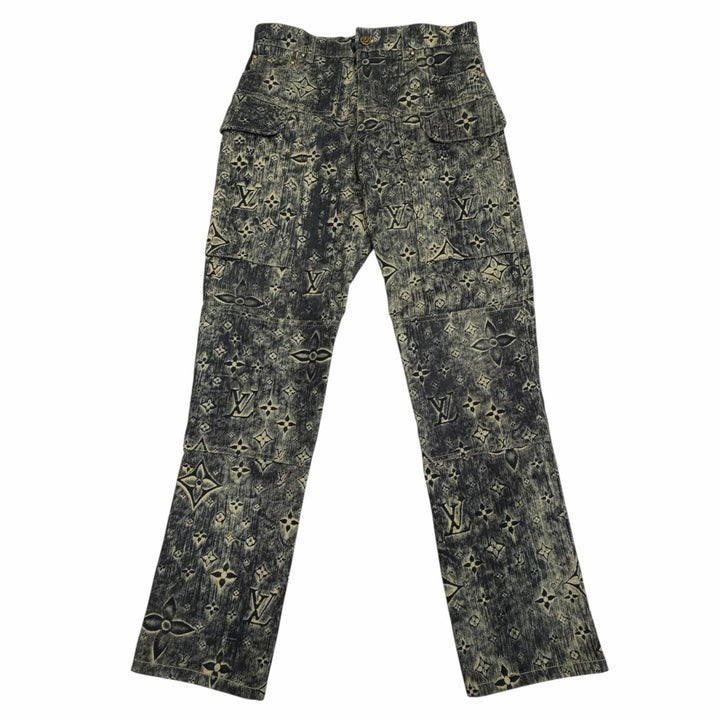 極美品▼LOUIS VUITTON ルイヴィトン 23SS モノグラム テーラード ボタンフライ デニムパンツ インディゴ 28 イタリア製 正規品 メンズ