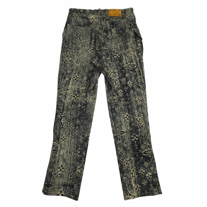 極美品▼LOUIS VUITTON ルイヴィトン 23SS モノグラム テーラード ボタンフライ デニムパンツ インディゴ 28 イタリア製 正規品 メンズ