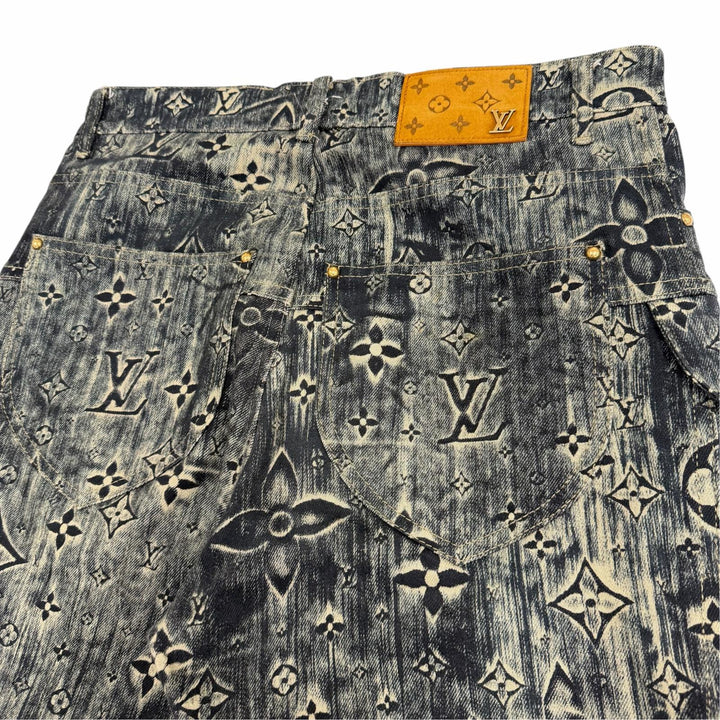極美品▼LOUIS VUITTON ルイヴィトン 23SS モノグラム テーラード ボタンフライ デニムパンツ インディゴ 28 イタリア製 正規品 メンズ