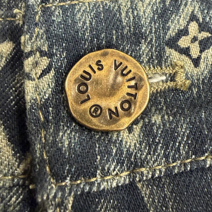 極美品▼LOUIS VUITTON ルイヴィトン 23SS モノグラム テーラード ボタンフライ デニムパンツ インディゴ 28 イタリア製 正規品 メンズ