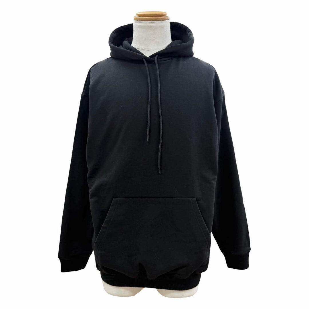 未使用品▼BALENCIAGA バレンシアガ 528351 コットン100% ロゴプリント フーデッド プルオーバー パーカー ブラック S 正規品 メンズ