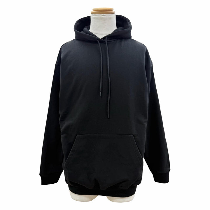 未使用品▼BALENCIAGA バレンシアガ 528351 コットン100% ロゴプリント フーデッド プルオーバー パーカー ブラック S 正規品 メンズ