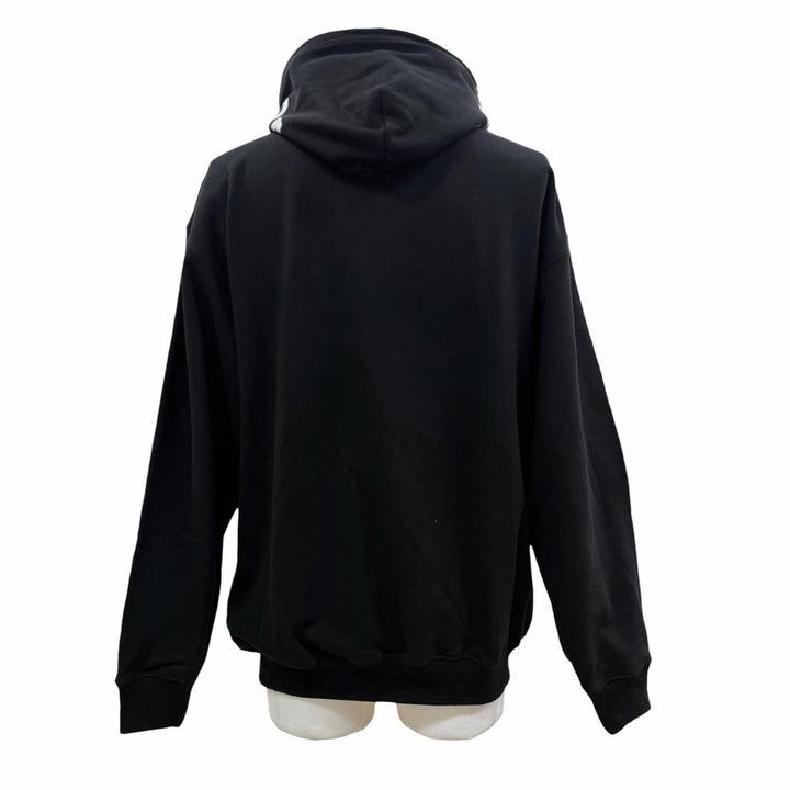 未使用品▼BALENCIAGA バレンシアガ 528351 コットン100% ロゴプリント フーデッド プルオーバー パーカー ブラック S 正規品 メンズ