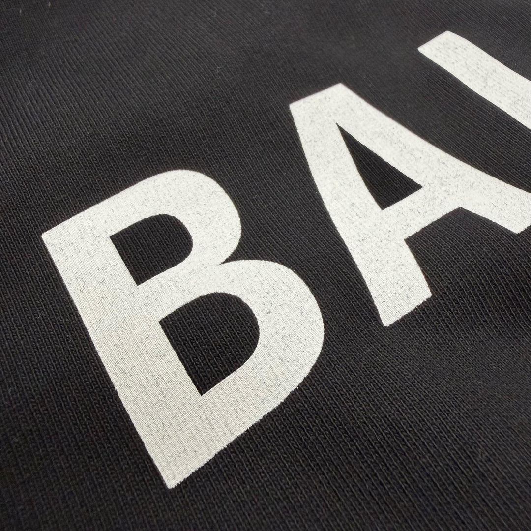 未使用品▼BALENCIAGA バレンシアガ 528351 コットン100% ロゴプリント フーデッド プルオーバー パーカー ブラック S 正規品 メンズ