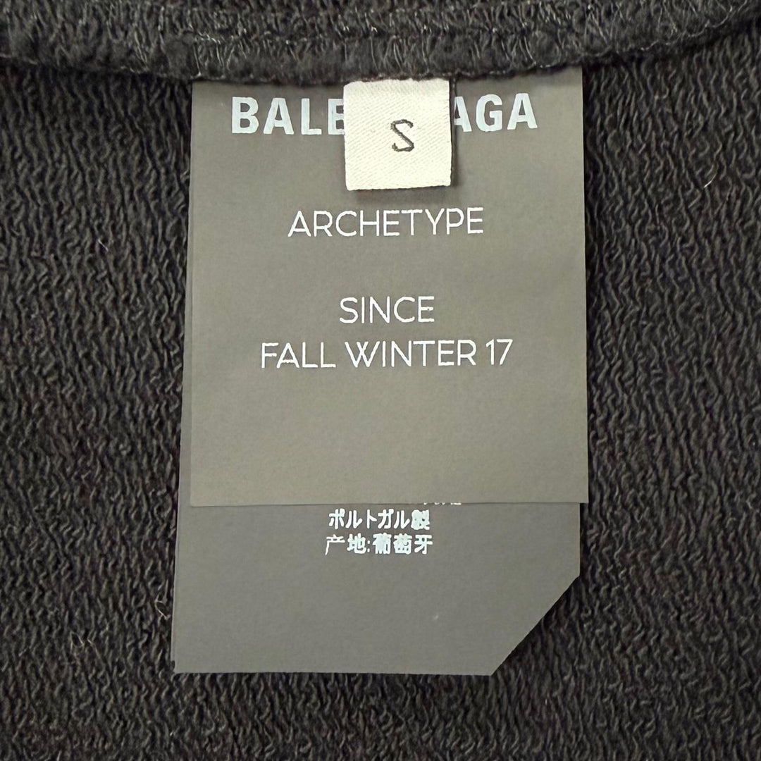 未使用品▼BALENCIAGA バレンシアガ 528351 コットン100% ロゴプリント フーデッド プルオーバー パーカー ブラック S 正規品 メンズ