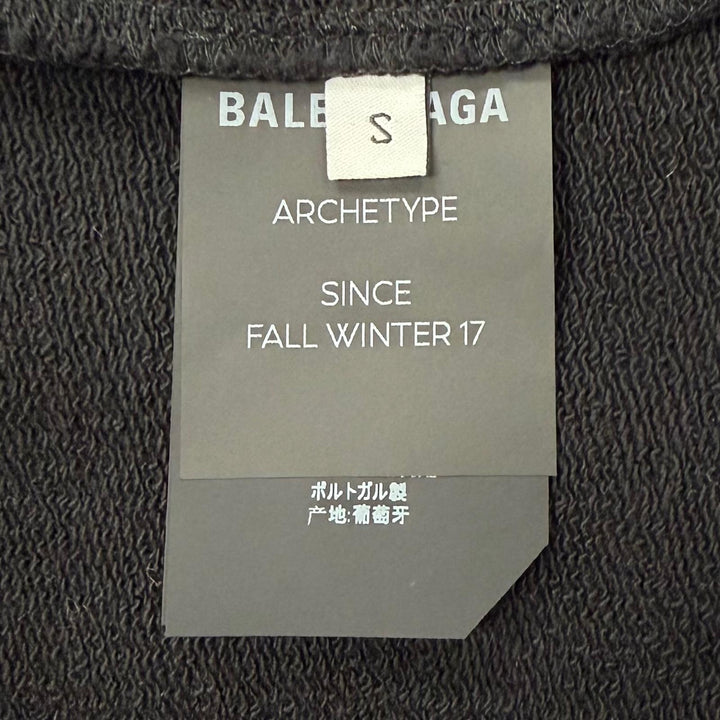 未使用品▼BALENCIAGA バレンシアガ 528351 コットン100% ロゴプリント フーデッド プルオーバー パーカー ブラック S 正規品 メンズ