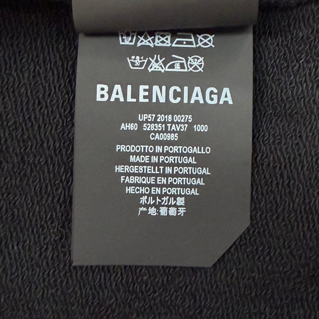 未使用品▼BALENCIAGA バレンシアガ 528351 コットン100% ロゴプリント フーデッド プルオーバー パーカー ブラック S 正規品 メンズ