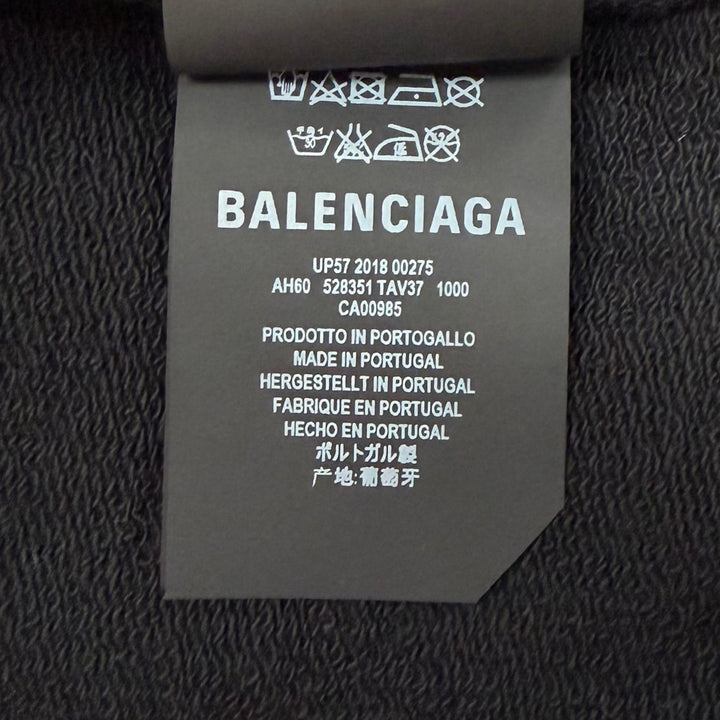 未使用品▼BALENCIAGA バレンシアガ 528351 コットン100% ロゴプリント フーデッド プルオーバー パーカー ブラック S 正規品 メンズ
