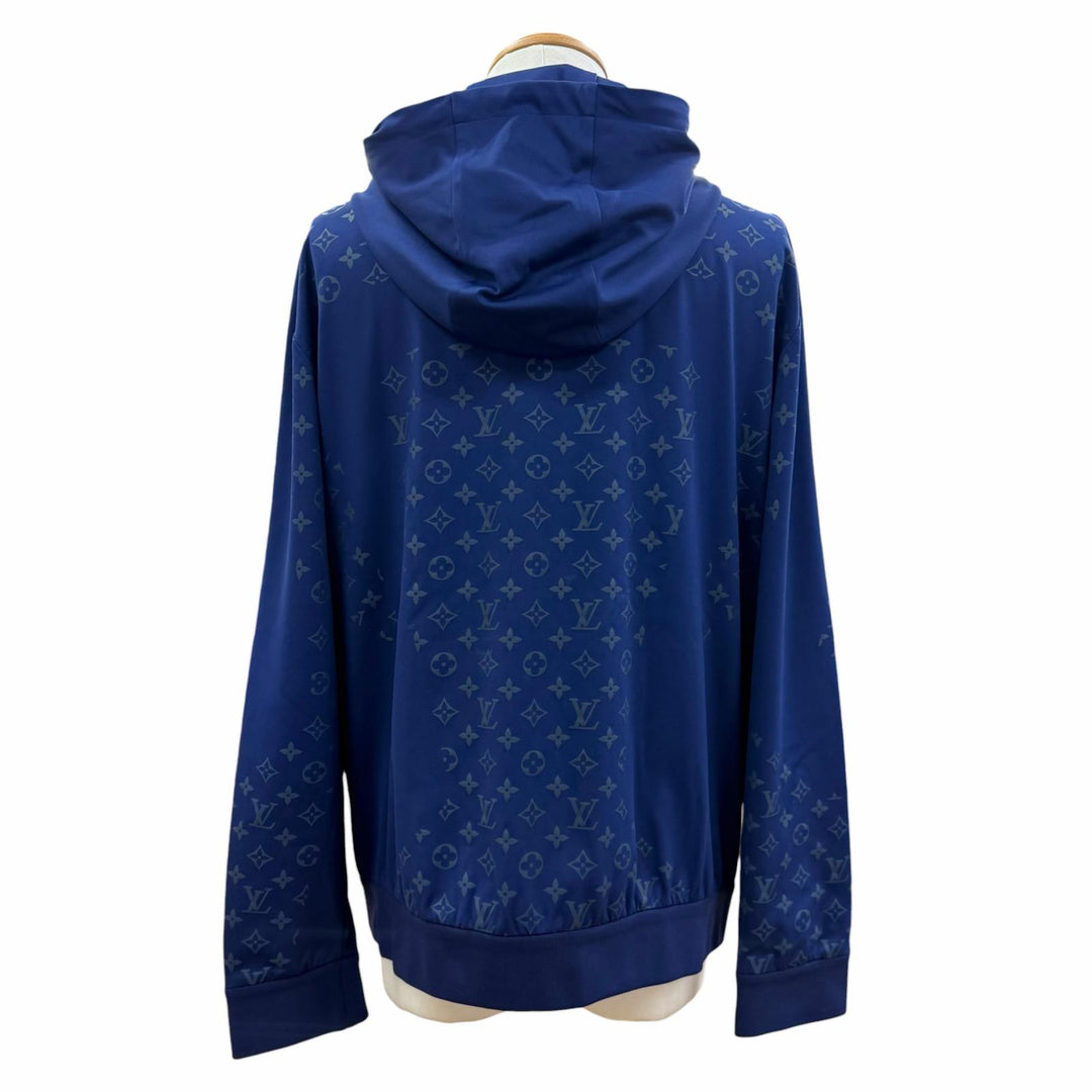 極美品▼LOUIS VUITTON ルイヴィトン 24SS モノグラム フーデッド ジップアップ ブルゾン パーカー ブルー L イタリア製 正規品 メンズ