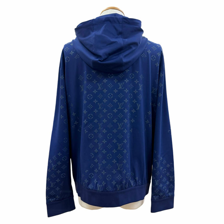 極美品▼LOUIS VUITTON ルイヴィトン 24SS モノグラム フーデッド ジップアップ ブルゾン パーカー ブルー L イタリア製 正規品 メンズ