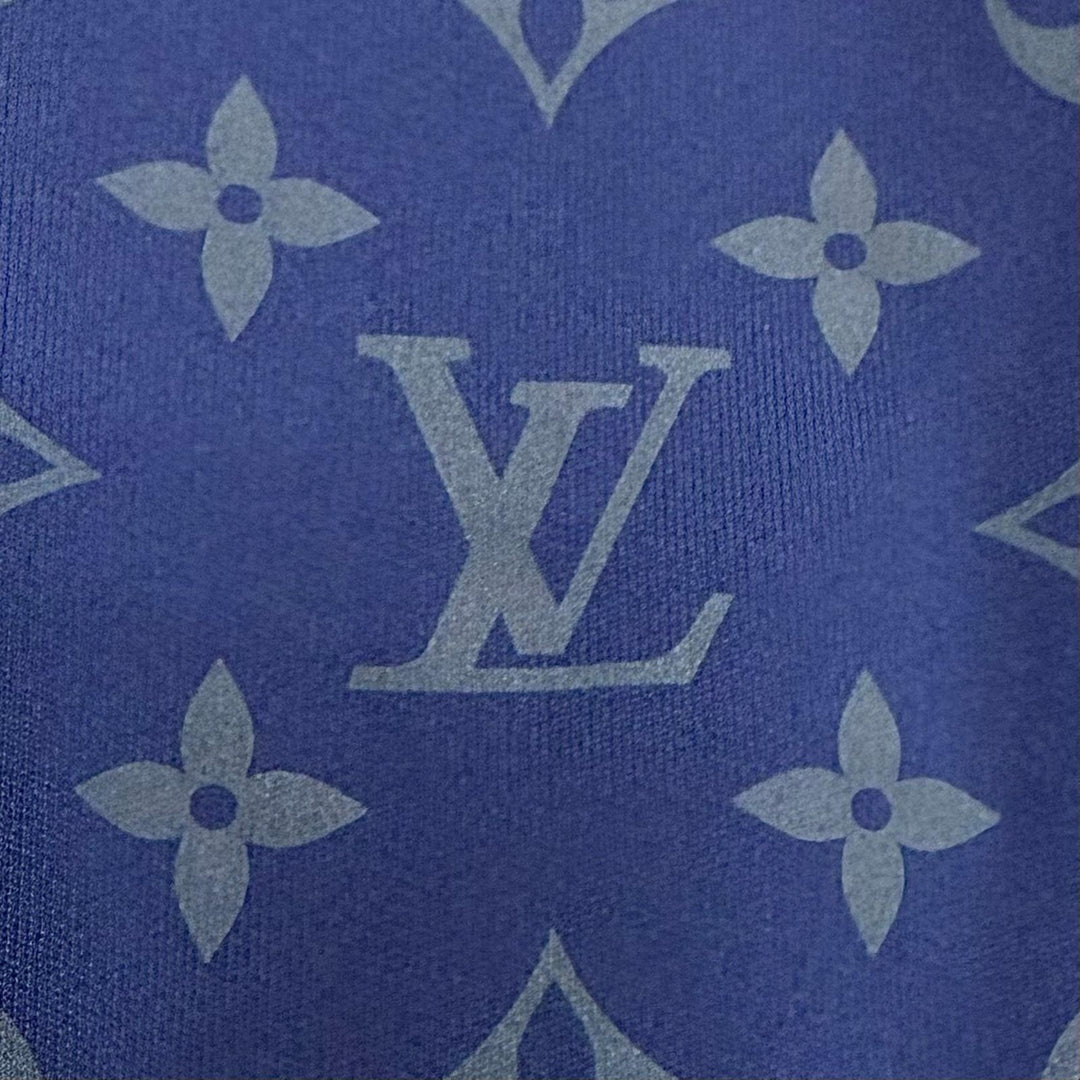 極美品▼LOUIS VUITTON ルイヴィトン 24SS モノグラム フーデッド ジップアップ ブルゾン パーカー ブルー L イタリア製 正規品 メンズ