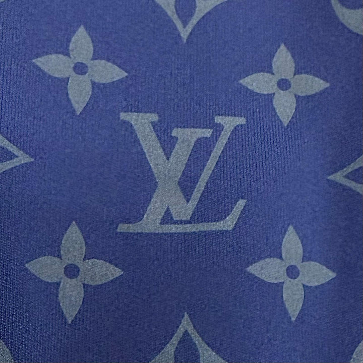 極美品▼LOUIS VUITTON ルイヴィトン 24SS モノグラム フーデッド ジップアップ ブルゾン パーカー ブルー L イタリア製 正規品 メンズ