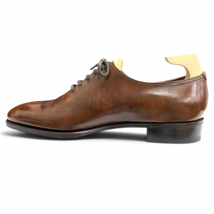 極美品□John Lobb ジョンロブ Marldon レザー プレーントゥ ホールカット ドレスシューズ ブラウン 6.5 イングランド製 メンズ 箱付き