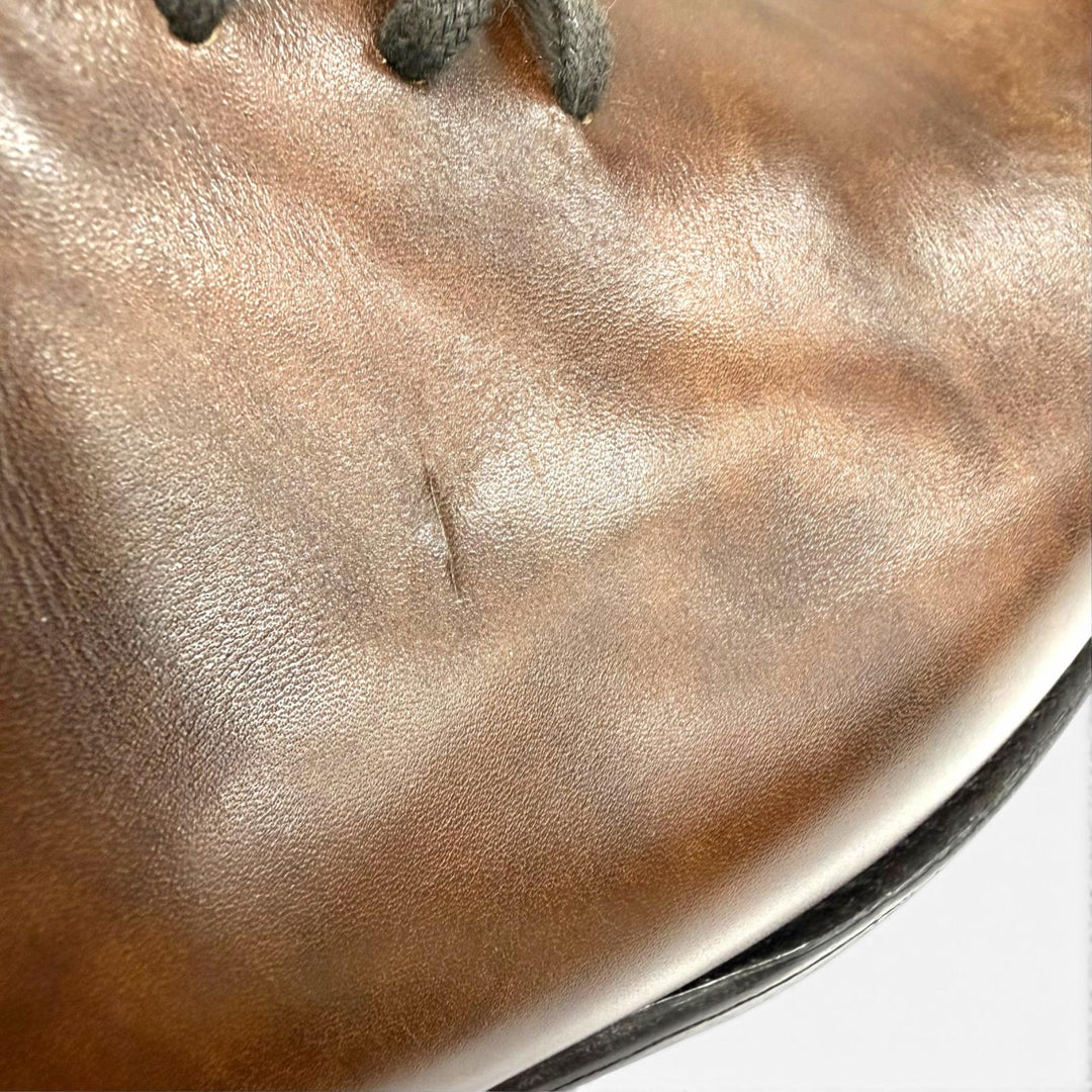 極美品□John Lobb ジョンロブ Marldon レザー プレーントゥ ホールカット ドレスシューズ ブラウン 6.5 イングランド製 メンズ 箱付き