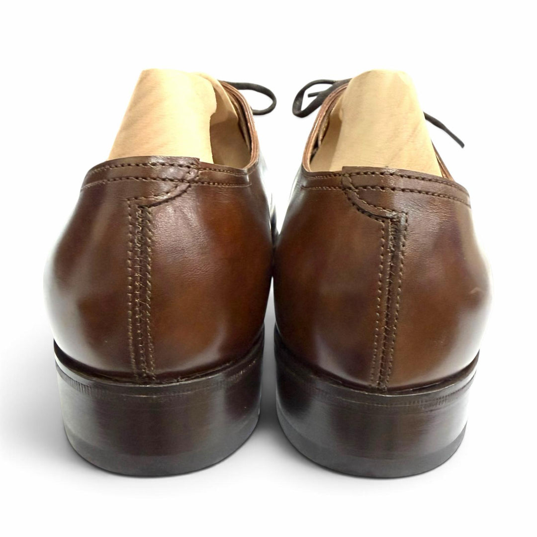 極美品□John Lobb ジョンロブ Marldon レザー プレーントゥ ホールカット ドレスシューズ ブラウン 6.5 イングランド製 メンズ 箱付き