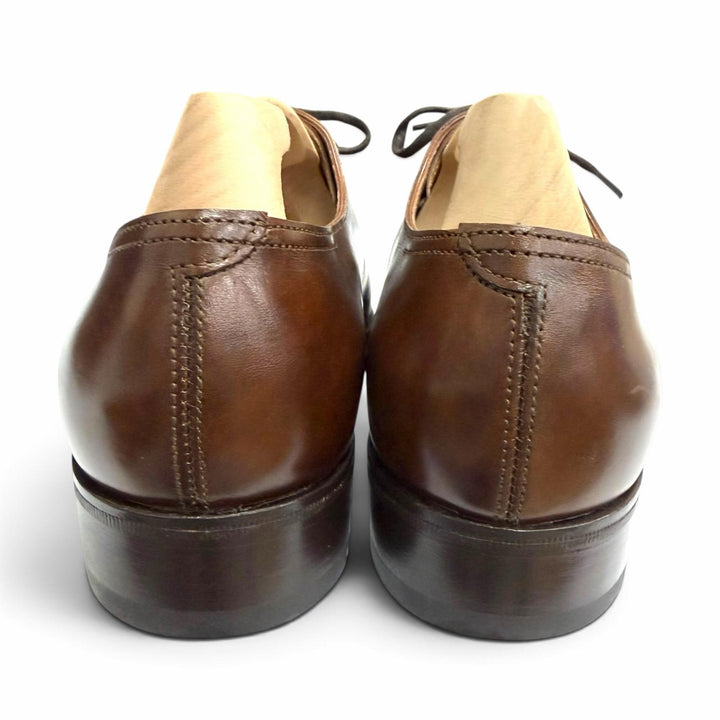極美品□John Lobb ジョンロブ Marldon レザー プレーントゥ ホールカット ドレスシューズ ブラウン 6.5 イングランド製 メンズ 箱付き