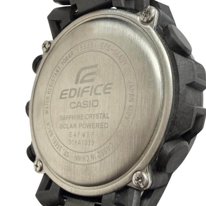 極美品□CASIO EDIFICE カシオ エディフィス EFS-S640YDC-1AJF SOSPENSIONE ソーラークロノグラフ カーボン メタルバンド 腕時計 黒