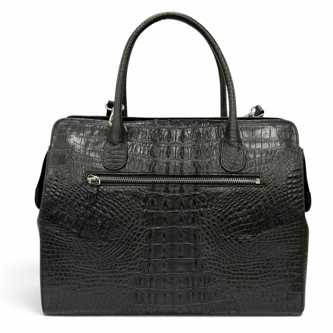 未使用品★RODANIA ロダニア 3002L クロシェット付 クロコダイルレザー 2WAY ハンドバッグ ショルダーバッグ ブラック レディース