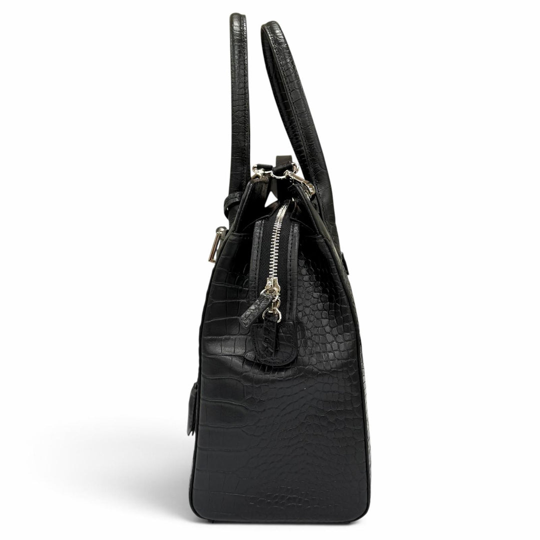 未使用品★RODANIA ロダニア 3002L クロシェット付 クロコダイルレザー 2WAY ハンドバッグ ショルダーバッグ ブラック レディース