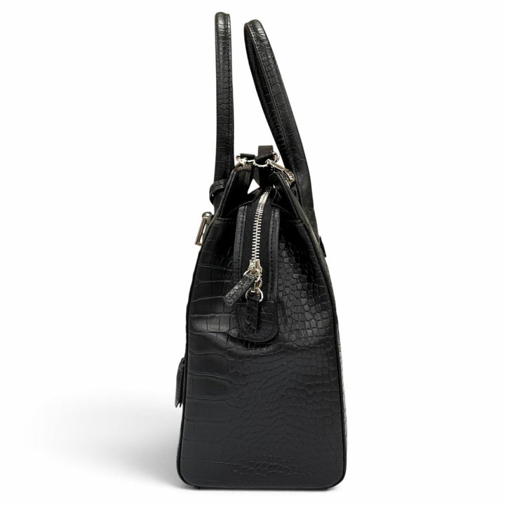 未使用品★RODANIA ロダニア 3002L クロシェット付 クロコダイルレザー 2WAY ハンドバッグ ショルダーバッグ ブラック レディース