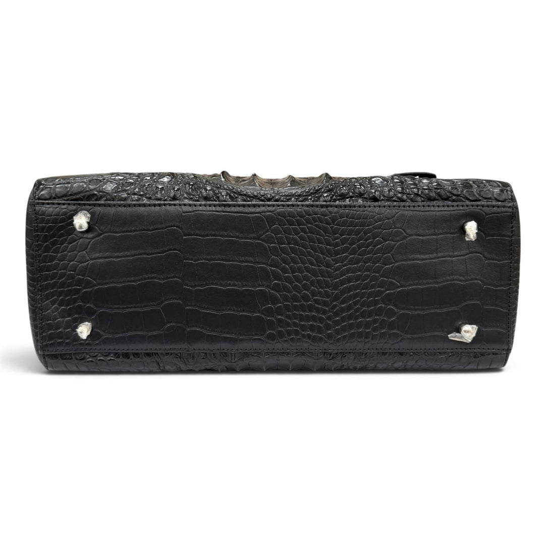 未使用品★RODANIA ロダニア 3002L クロシェット付 クロコダイルレザー 2WAY ハンドバッグ ショルダーバッグ ブラック レディース