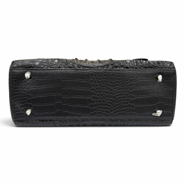 未使用品★RODANIA ロダニア 3002L クロシェット付 クロコダイルレザー 2WAY ハンドバッグ ショルダーバッグ ブラック レディース