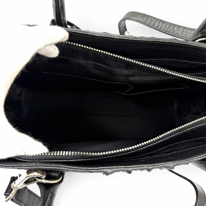 未使用品★RODANIA ロダニア 3002L クロシェット付 クロコダイルレザー 2WAY ハンドバッグ ショルダーバッグ ブラック レディース