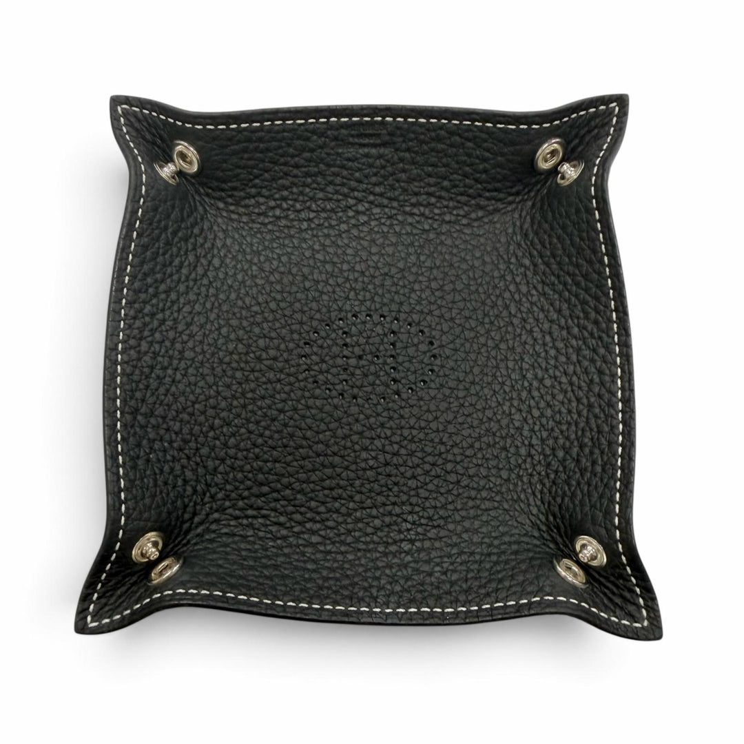 美品▼HERMES エルメス ヴィドポッシュ ミニ トリヨンクレマンス シルバー金具 Hロゴ 小物入れ トレイ トレー ブラック B刻印 フランス製