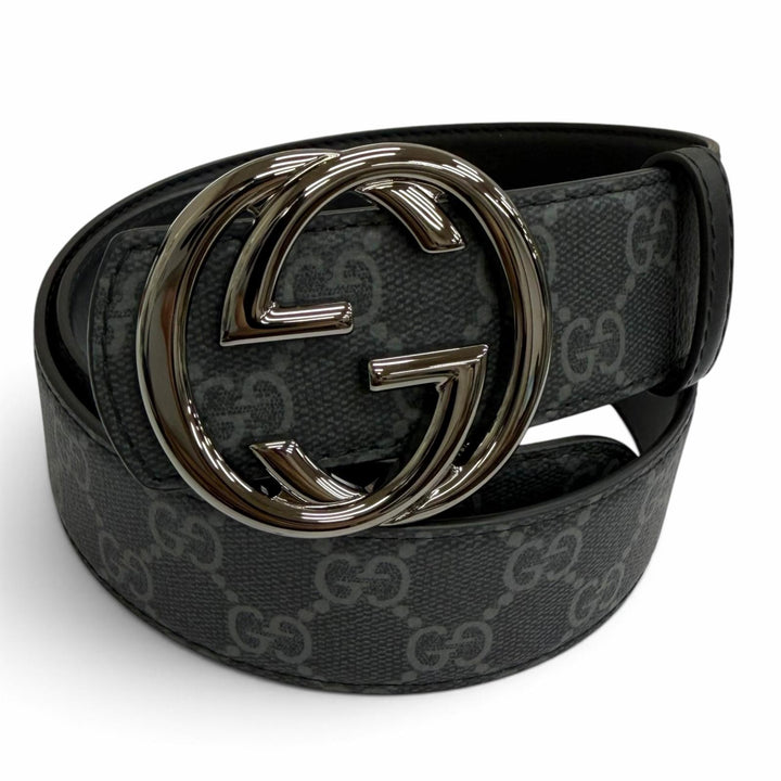 未使用品□GUCCI グッチ 849862 GGスプリーム インターロッキングGバックル リバーシブル レザーベルト ブラック 80 イタリア製 メンズ
