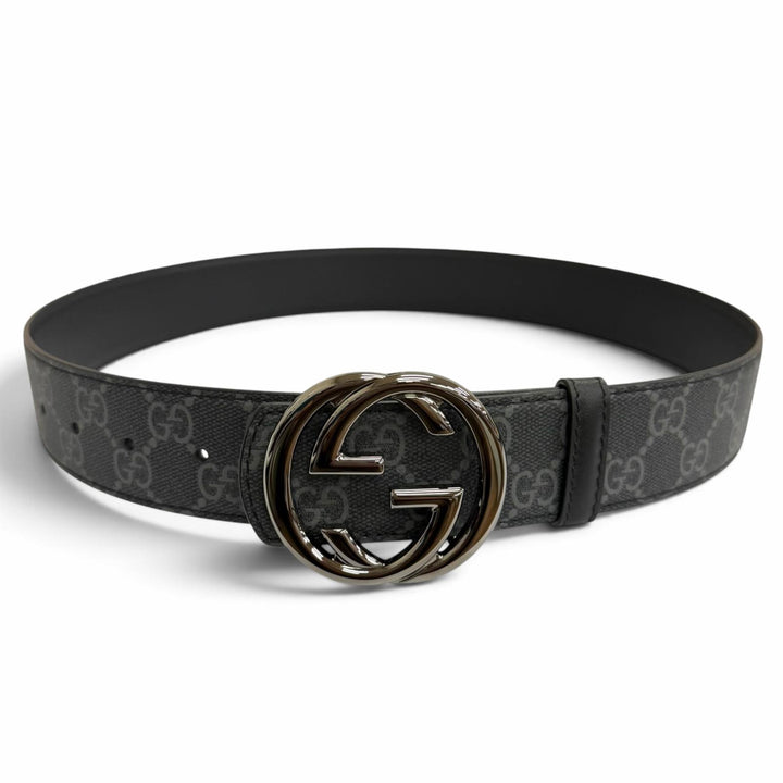 未使用品□GUCCI グッチ 849862 GGスプリーム インターロッキングGバックル リバーシブル レザーベルト ブラック 80 イタリア製 メンズ