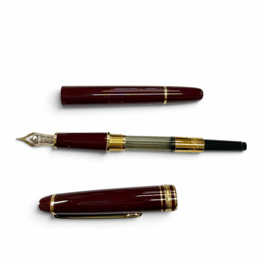 極美品▼MONTBLANC モンブラン マイスターシュテュック クラシック ペン先14K Ｆニブ ホワイトスター 万年筆 ボルドー ゴールド ドイツ製