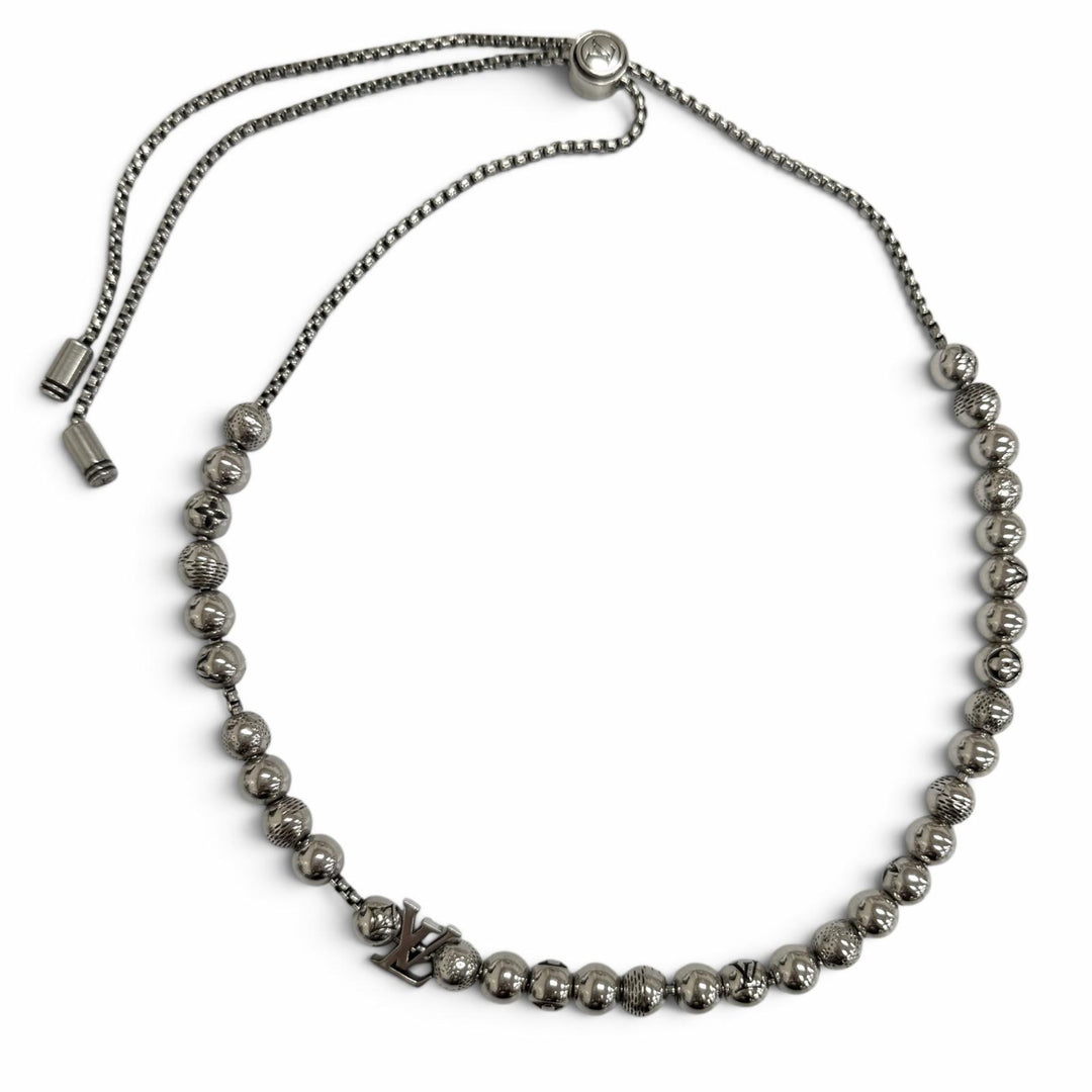 美品□LOUIS VUITTON ルイヴィトン 2025年製 M03335 ネックレス・ダミエ ステープル ボール アクセサリー シルバー イタリア製 メンズ