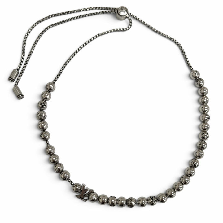 美品□LOUIS VUITTON ルイヴィトン 2025年製 M03335 ネックレス・ダミエ ステープル ボール アクセサリー シルバー イタリア製 メンズ